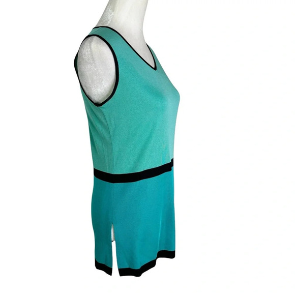 Misook Knit Sleeveless Color Block Tunic Aqua Turquoise Size S - Picture 4 of 7